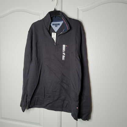 Tommy Hilfiger 1/4 Zip Mock Neck Pullover Sweater Long Sleeve Black X-Large