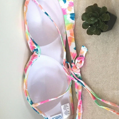 California Waves Push Up Floral Bikini Top Swim Size Large