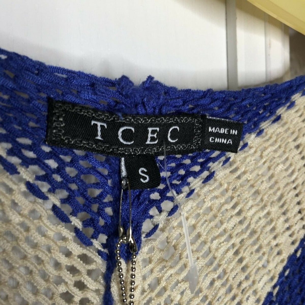 TCEC Crochet Stitch Fix Open Front Cardigan Roxanna NEW Size Small blue cream