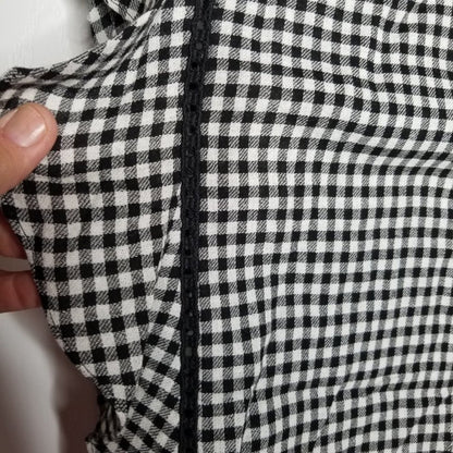 NEW Nordstrom Signature Gingham Print Blouse Top wOMENS Medium Flutter sleeve