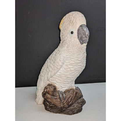 1987 Vintage Sandicast Handcast Handpainted White Cockatiel Sculpture