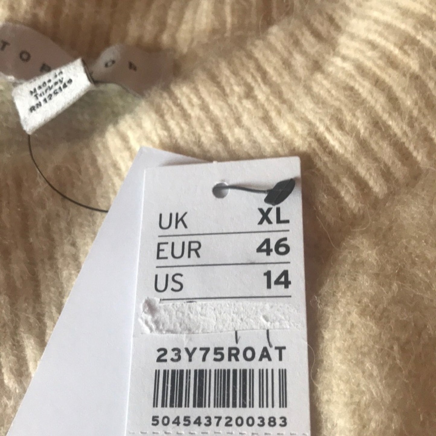 Topshop Oat Knitted Brushed Bardot Sweater Size 14
