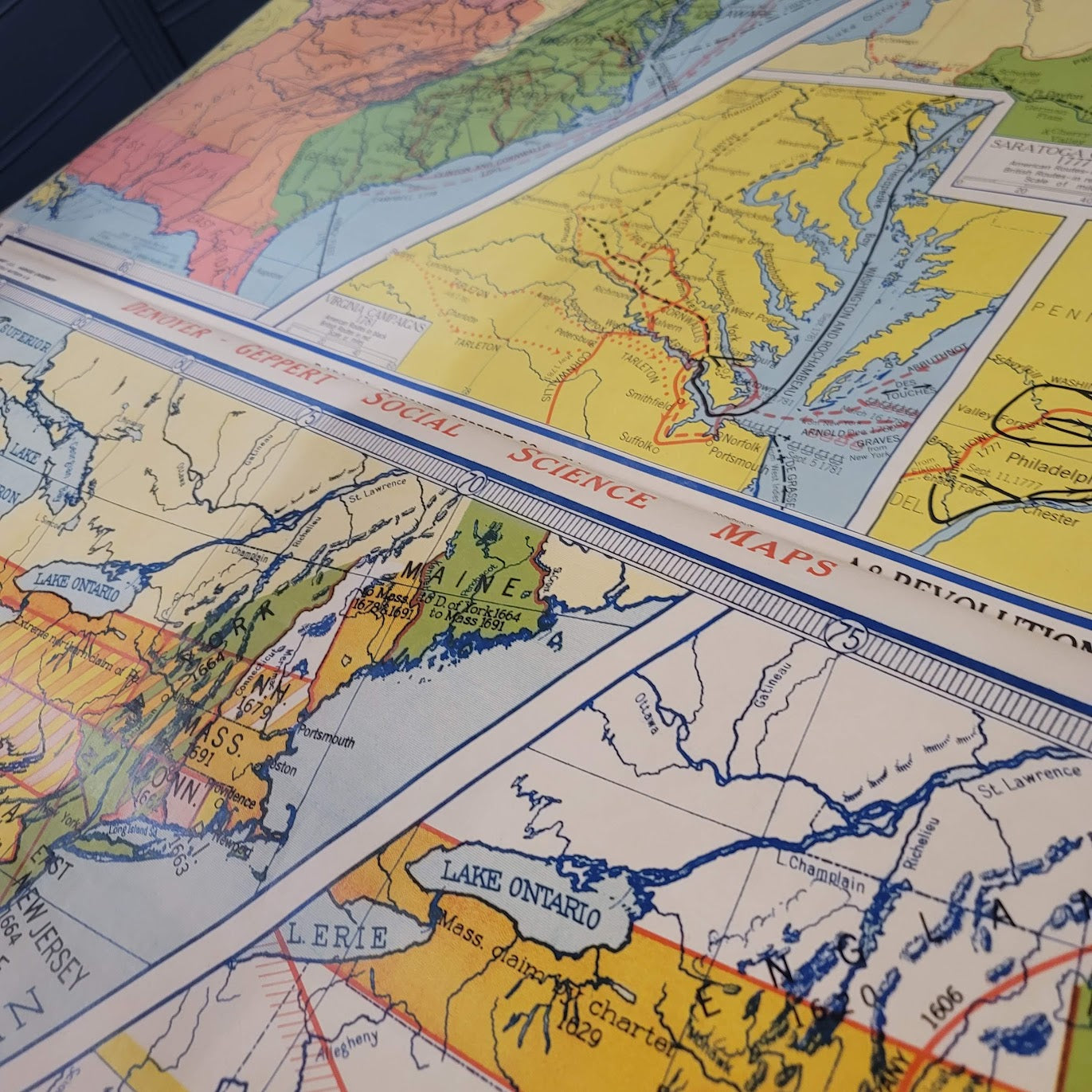 Denoyer Geppert Social Science School Roll Up Map Colonial Revolution 1960s