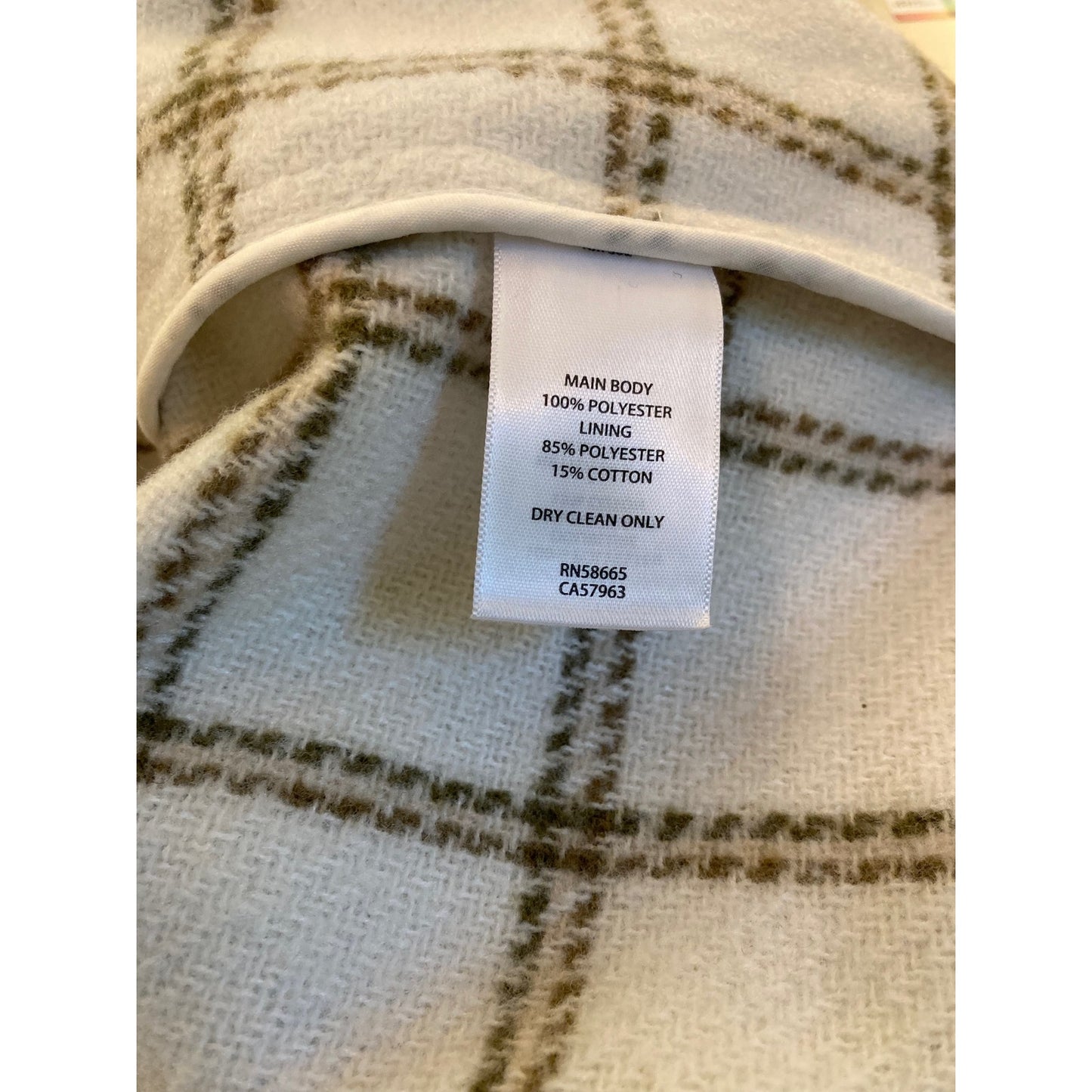 Treasure & Bond Puff Sleeve Flannel Shirt Jacket Sz Medium in Ivory & Green NWT