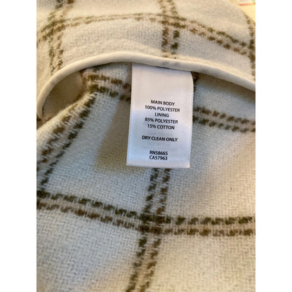 Treasure & Bond Puff Sleeve Flannel Shirt Jacket Sz Medium in Ivory & Green NWT