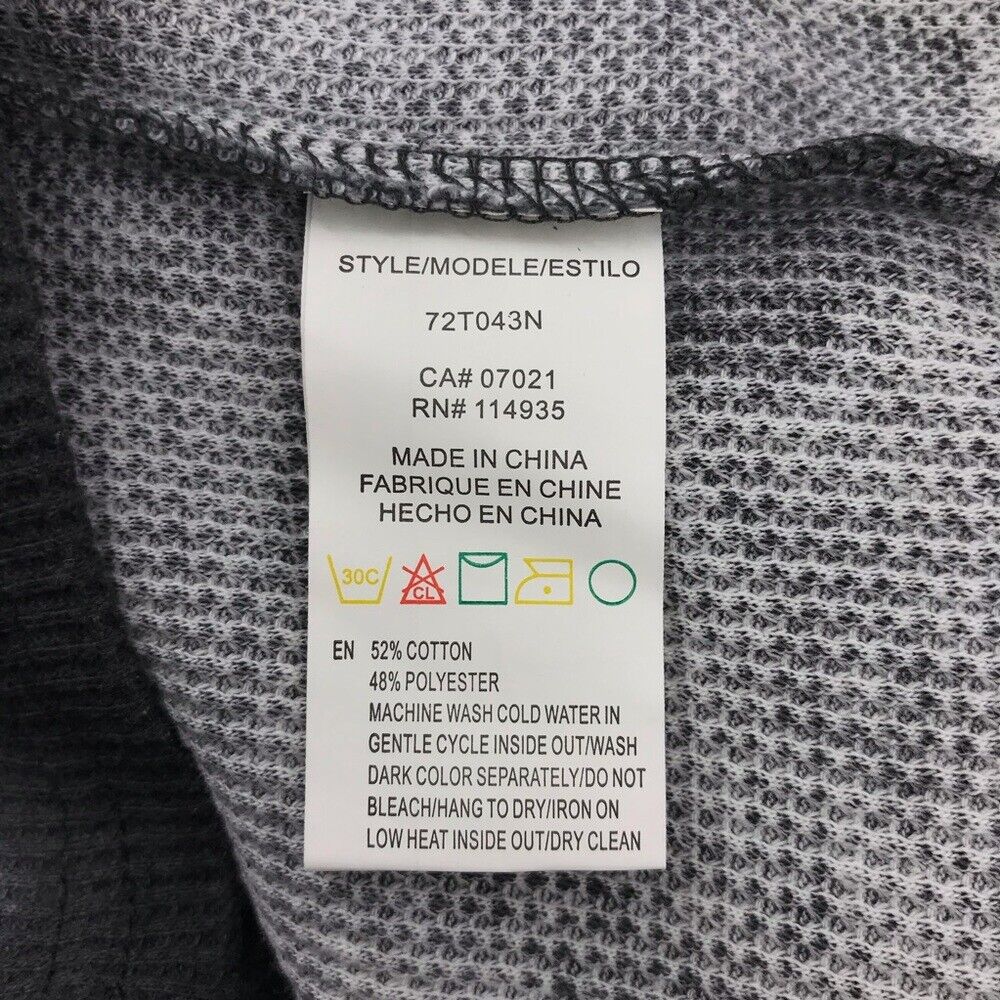 RDI Women Waffle Knit Crew Neck Pullover Top Size Medium Gray Camo/Tie Dye NWT