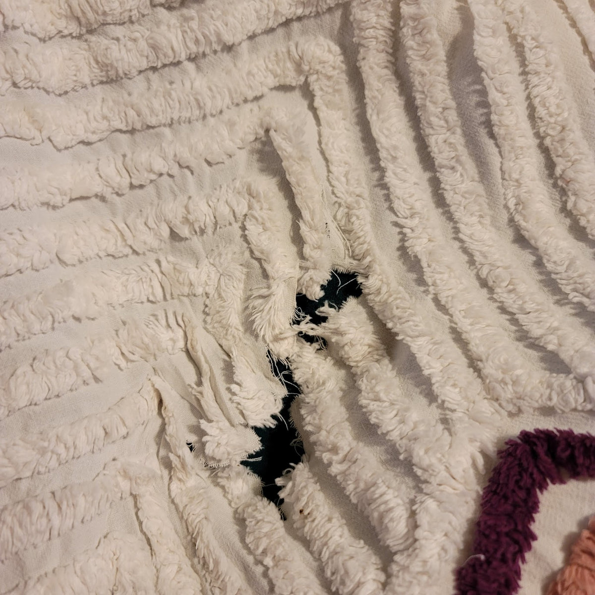 Chenille Full Bedspread Florals NEEDS REPAIR Queen cutter crafts florals flower