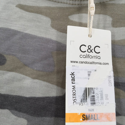 C&C California Womens Crew Neck Sweatshirt Long Sleeve Camo Green Size Small NWT