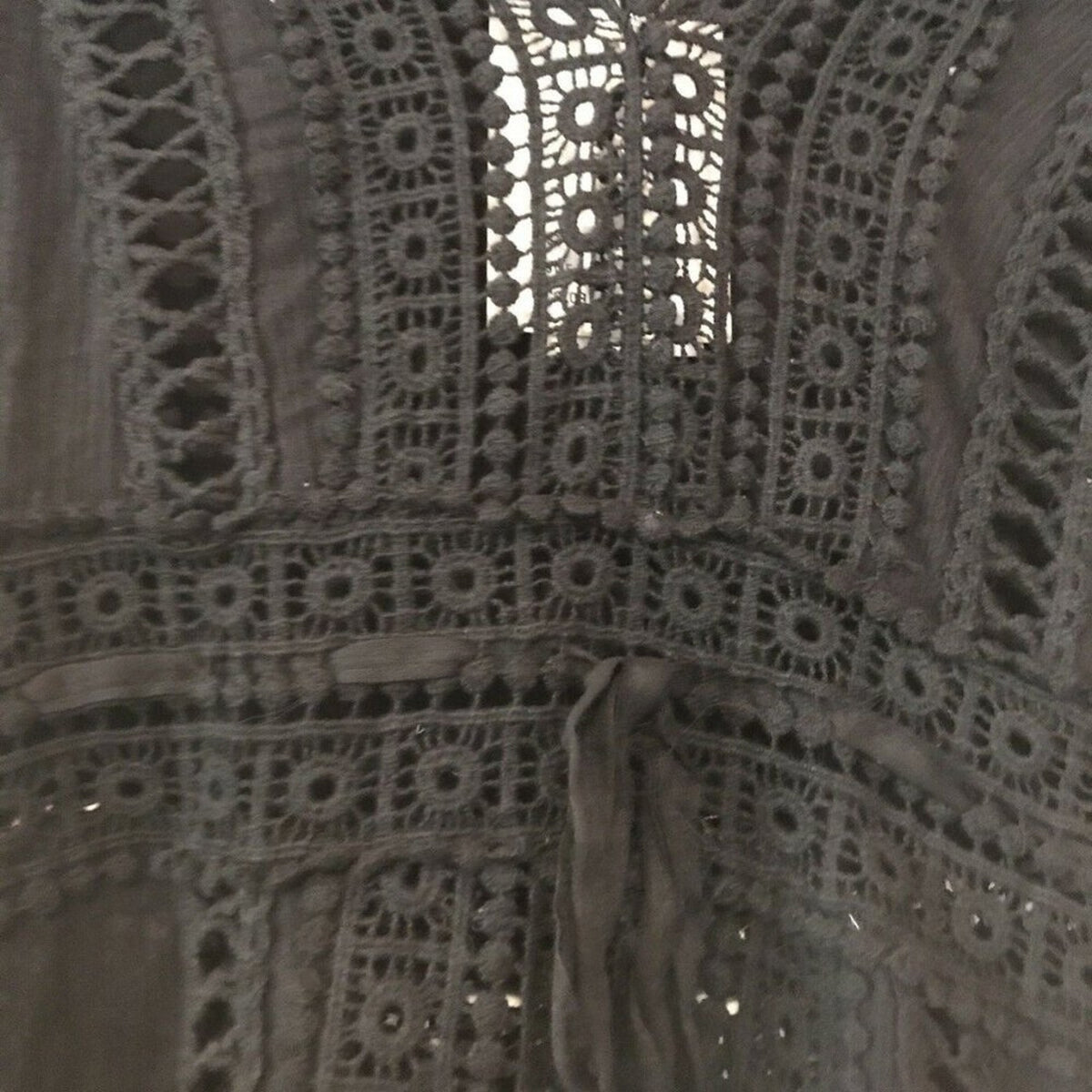 Raviya Crochet Tunic Swimsuit Cover-Up Dress Black Medium