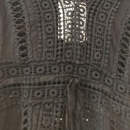 Raviya Crochet Tunic Swimsuit Cover-Up Dress Black Medium