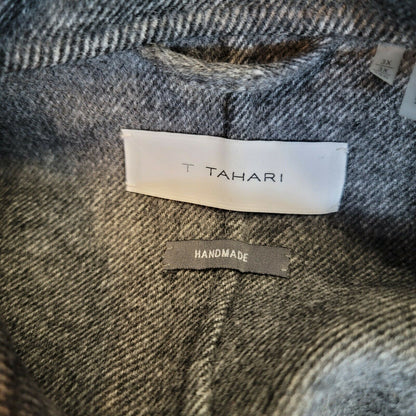 T Tahari Long Sleeve Front 2 Button Trench Coat Lapel Collar Gray 3X