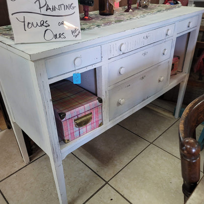 Secondhand Sandies: White Buffet Sideboard Perfect for Television or Farmhouse