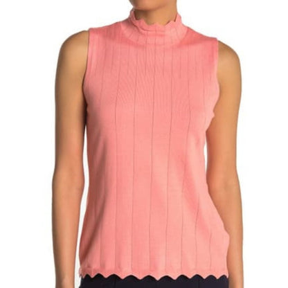 NWT Cyrus Pointelle Scallop Trim Knit Tank Top Size Large