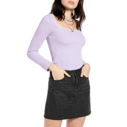 BP. x Claudia Sulewski NEW Thermal Pullover Top Square Neck Purple Size Large