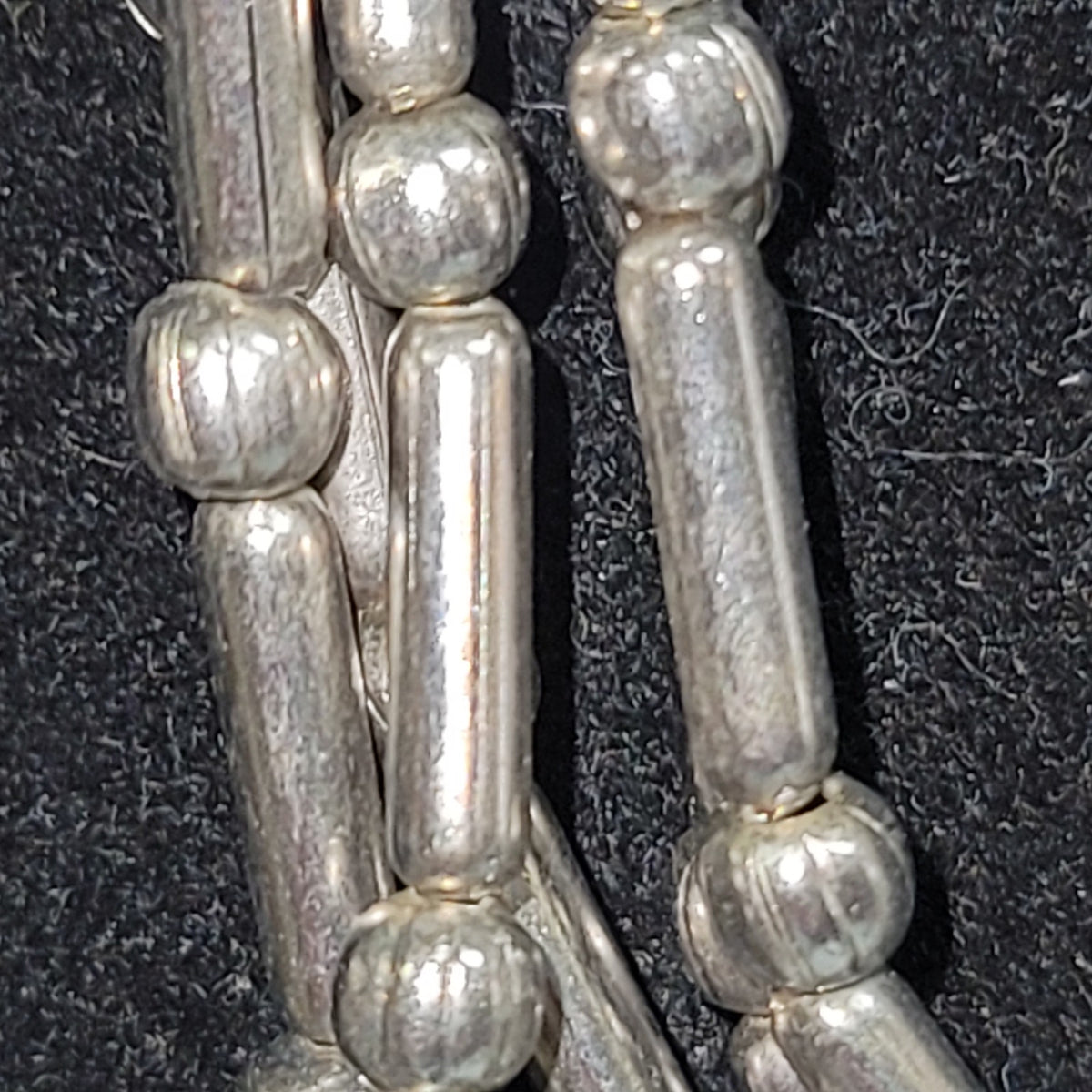 MultiTier silvertone beaded Necklace Vintage Costume Jewelry Fashion Icon COOL