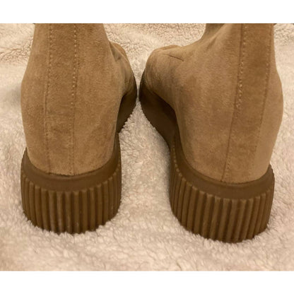 Steve Madden Women's Freshly Suede Wedge Sneaker Ankle Boots Size 9M Tan NWT