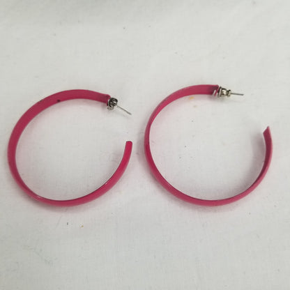 Vintage Pink Metal Wrap Around Hoop Post Earrings Costume Jewelry
