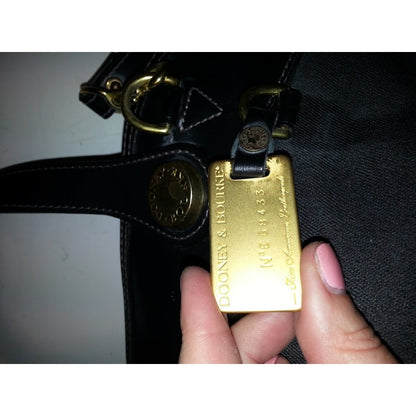Dooney Bourke Purse Black Handbag Flat Bottom Patent Leather and Canvas Satchel