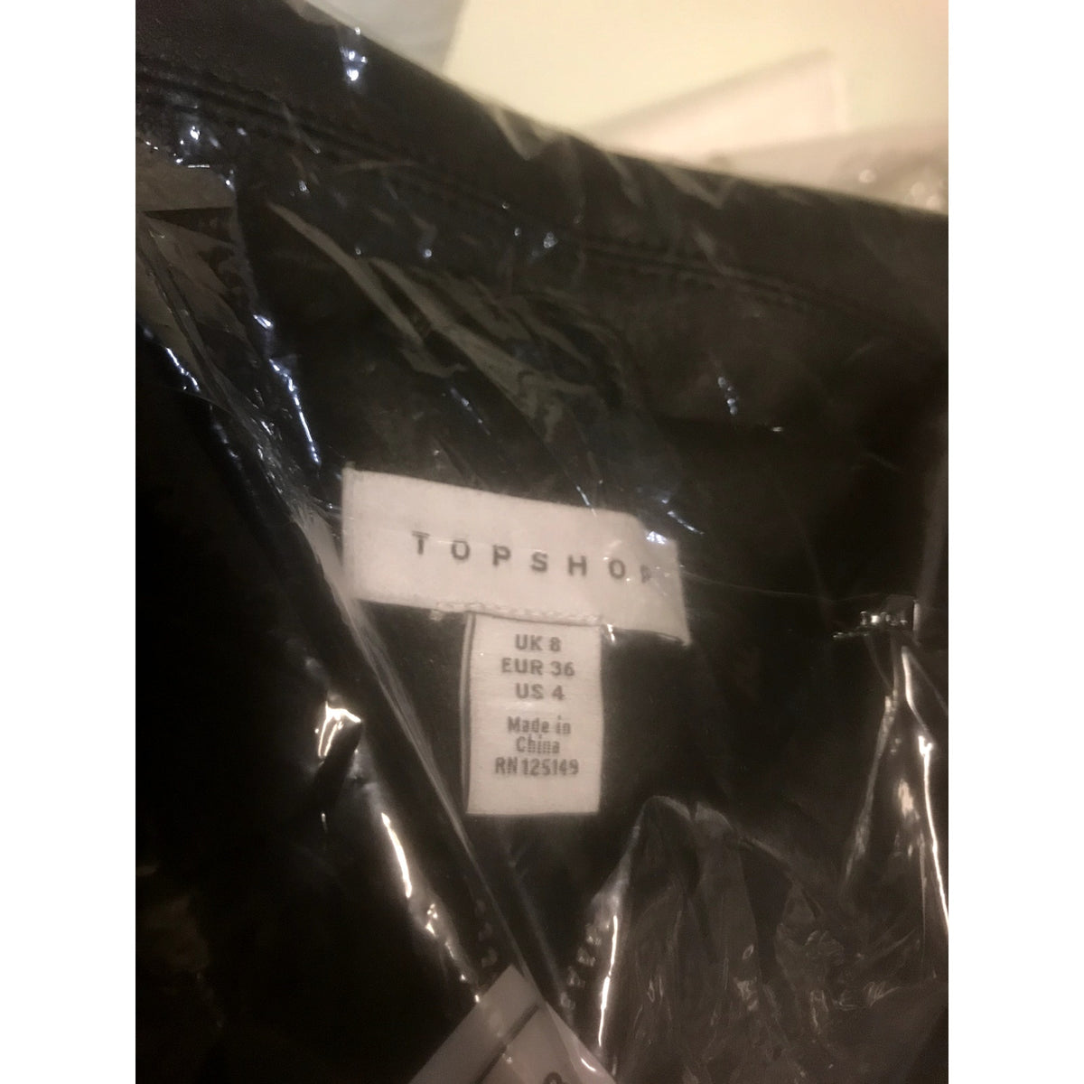 Topshop NWT Fringe Trim Faux Leather Jacket Black Size 4 US Moto Coat X-Small