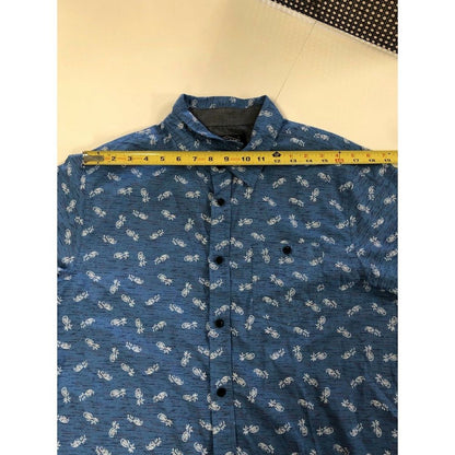 Eighty Eight Platinum Button Down Pineapple Print Shirt Large Cruise Cotton
