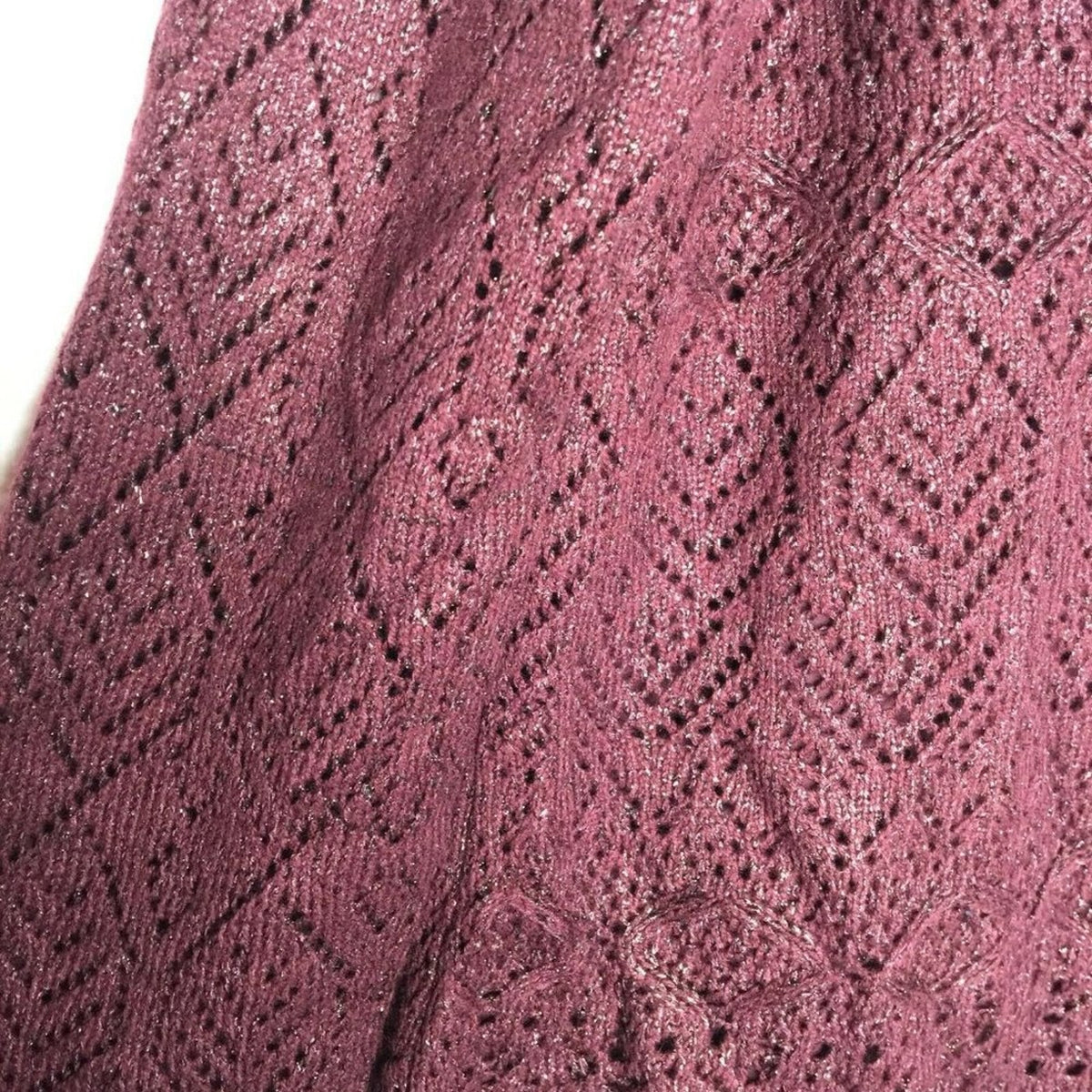 NIC ZOE WinterShine Pullover Sweater Scalloped Neck Long Sleeve Burgundy Medium