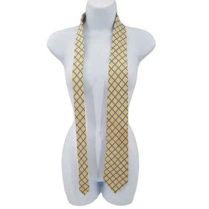 Izod Mens Vintage Yellow Squares Blue Accents Neck Tie 58" GEOMETRIC