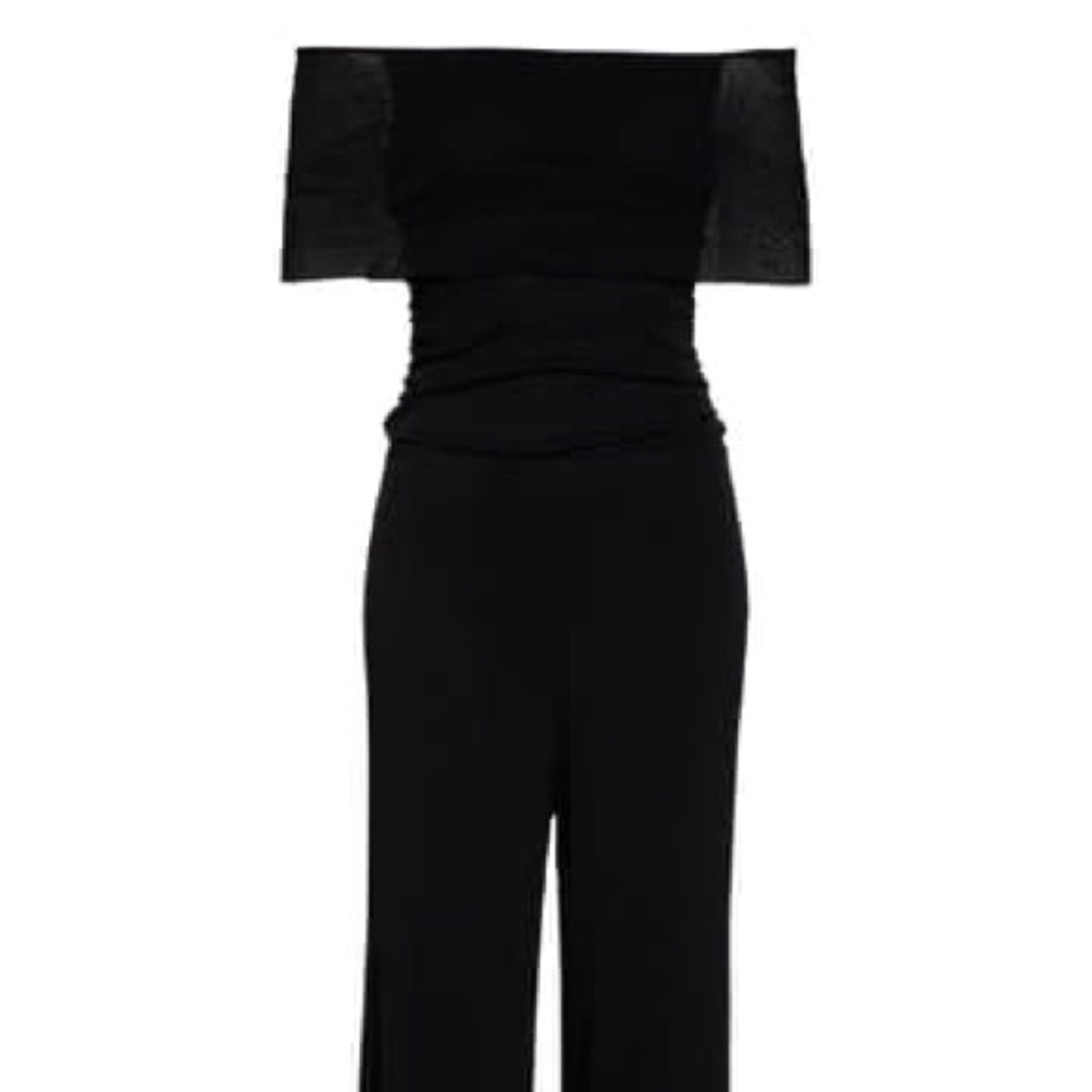Eliza J Ruched Bodice Off Shoulder Mesh Jumpsuit Size 16