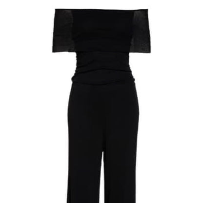 Eliza J Ruched Bodice Off Shoulder Mesh Jumpsuit Size 16