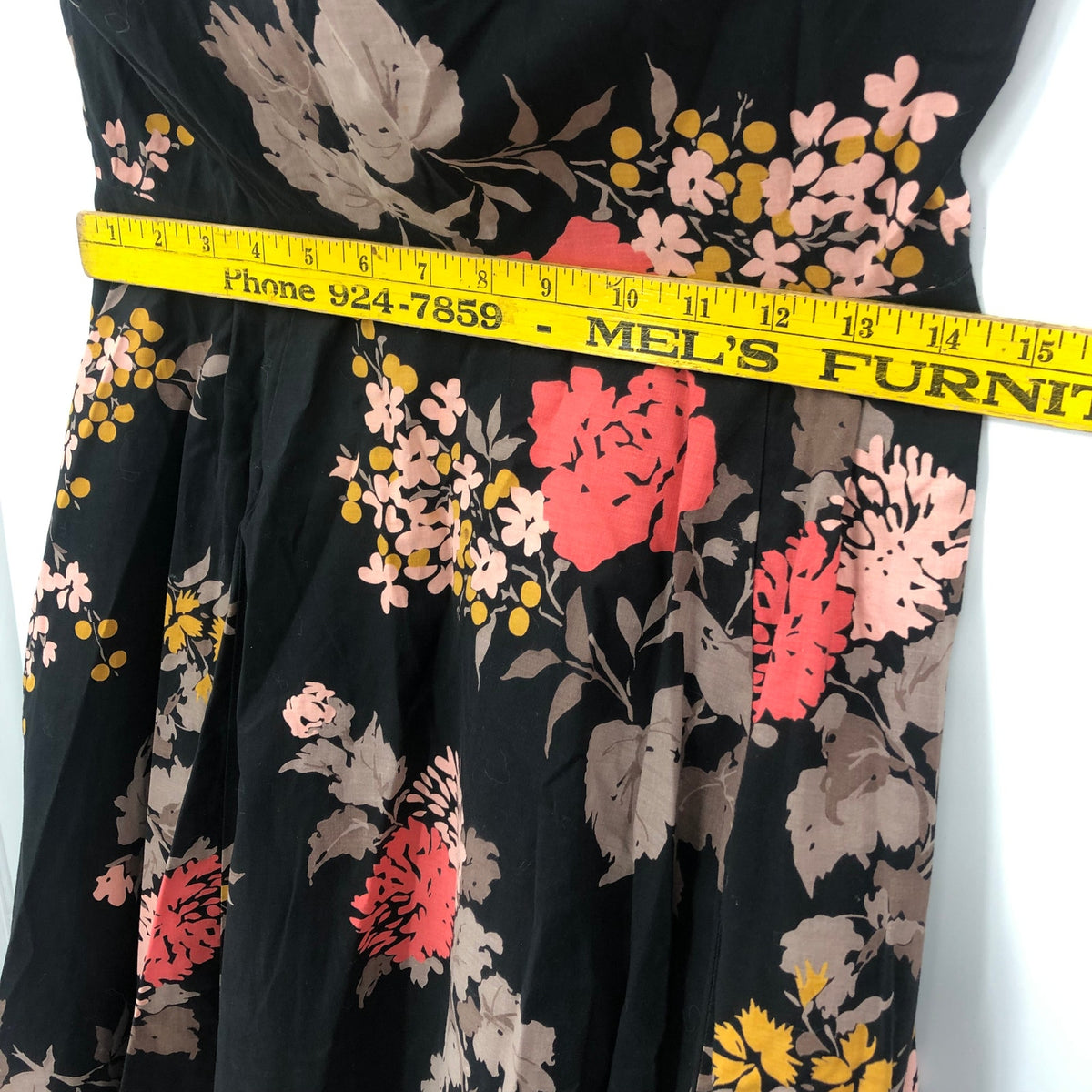 Vintage Sleeveless Belted Fit Flare Dress Halter Neck Backless Floral Circle