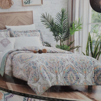 Modern Threads TWIN 6 Piece Comforter Set All Seasons BOHO Print Multicolor