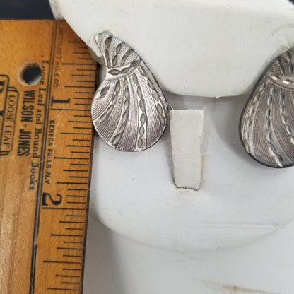 Vintage Sterling Silver Sea Shell Nautical Post Earrings Cut Metal