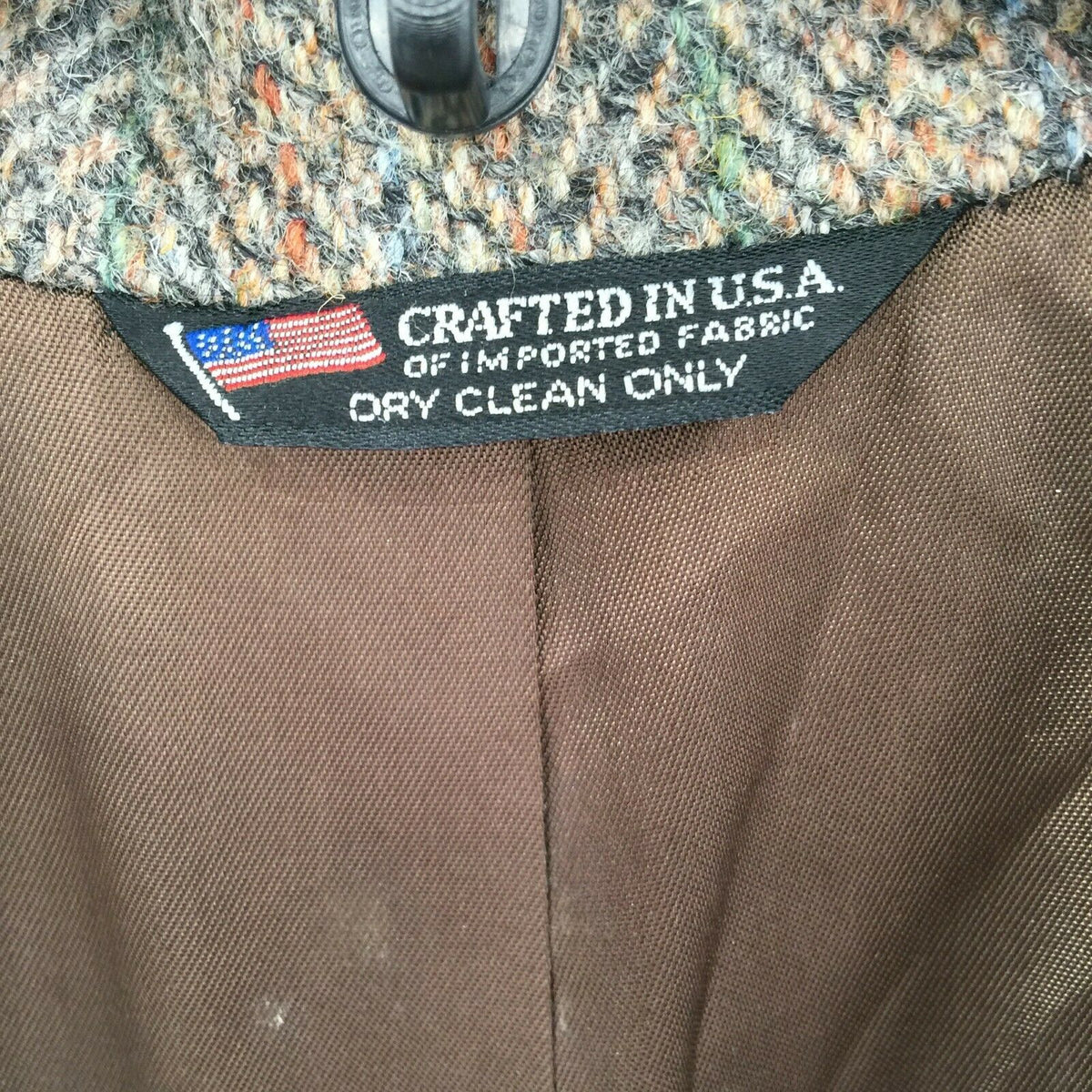 VINTAGE Charles Gregory Tweed BrownBlue Herringbone Wool Blazer Jacket Med/Large