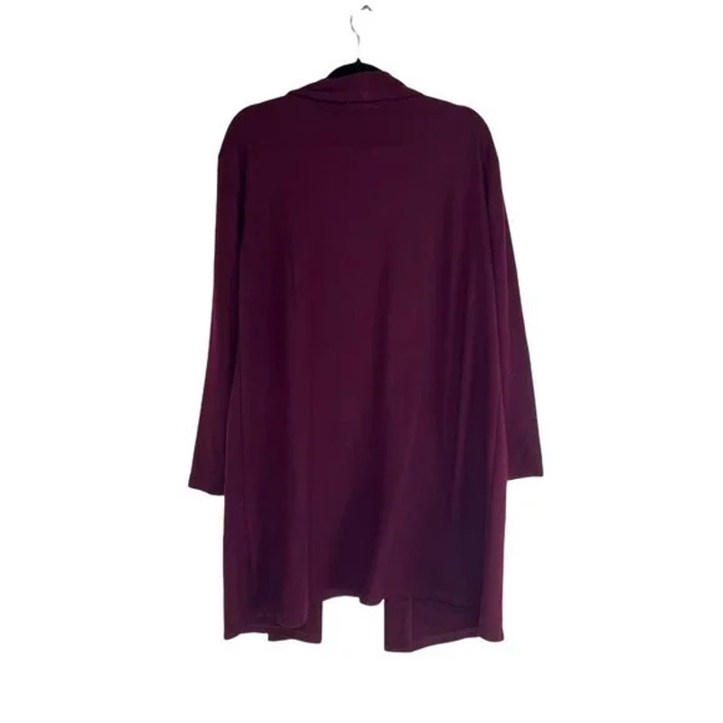 Melloday Women's Open Cardigan Sweater Large Wine NWT Slash Pockets Tunic Length