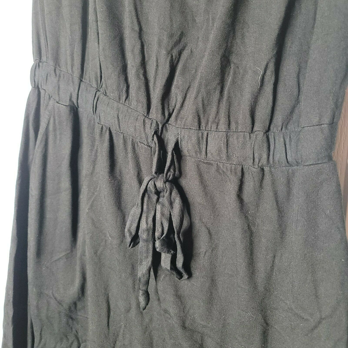 Michael Stars Chantel Side Slit Short Sleeve Maxi Dress Cotton Blend Black Small