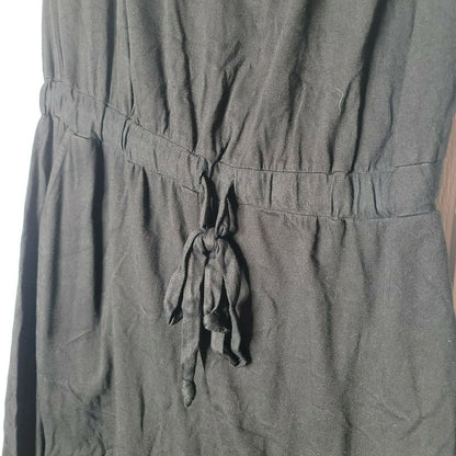 Michael Stars Chantel Side Slit Short Sleeve Maxi Dress Cotton Blend Black Small