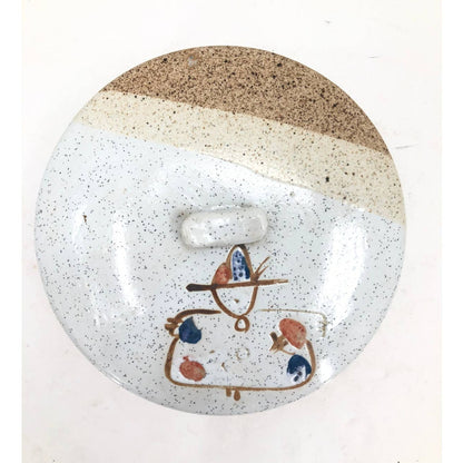 Vintage MCM art pottery Vanity powder trinket Bowl Lid Southwestern Desert Style