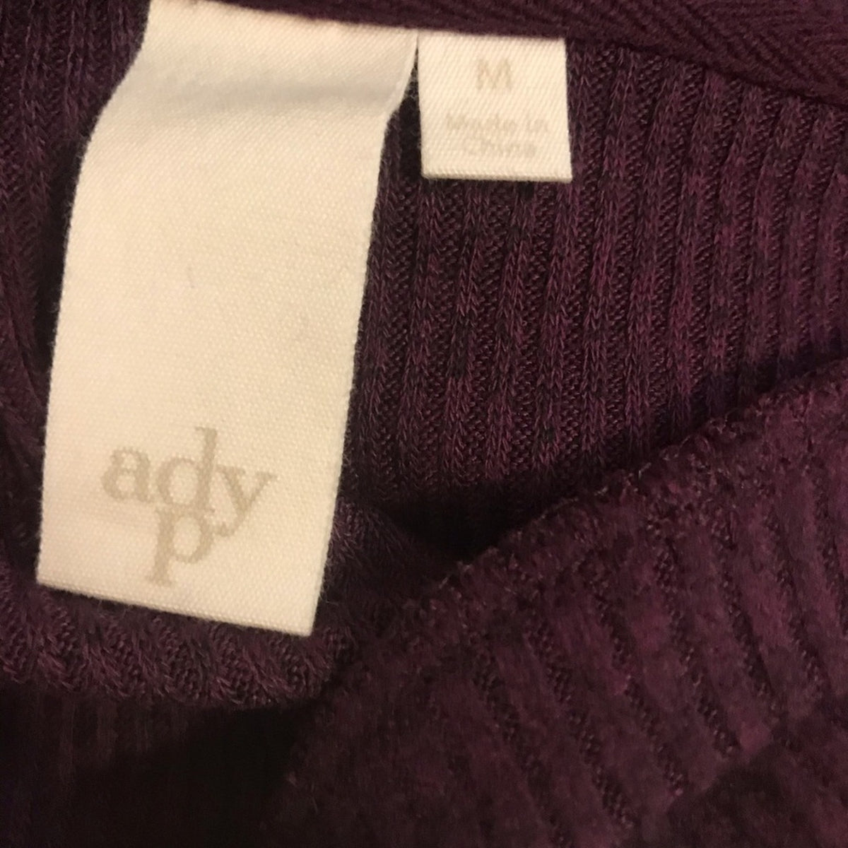 Ady P Maroon Ribbed Long Sleeve Sweater Medium Blouse Top Long Sleeve Drawstring
