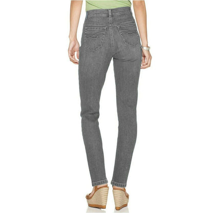 Style & Co Slim-Leg Jeans High Rise Tummy-Control Panel Pockets Gray Size 24W
