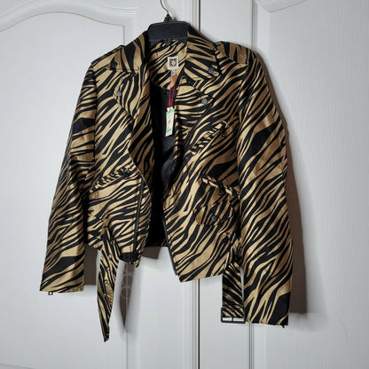 Anne Klein Moto Jacket Animal Print Long Sleeve Vicuna/Anne Black Combo 4