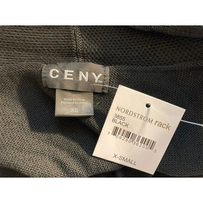 Ceny Open Front Long Cardigan Drop Shoulders Pockets Extra Small/XS Black NWT