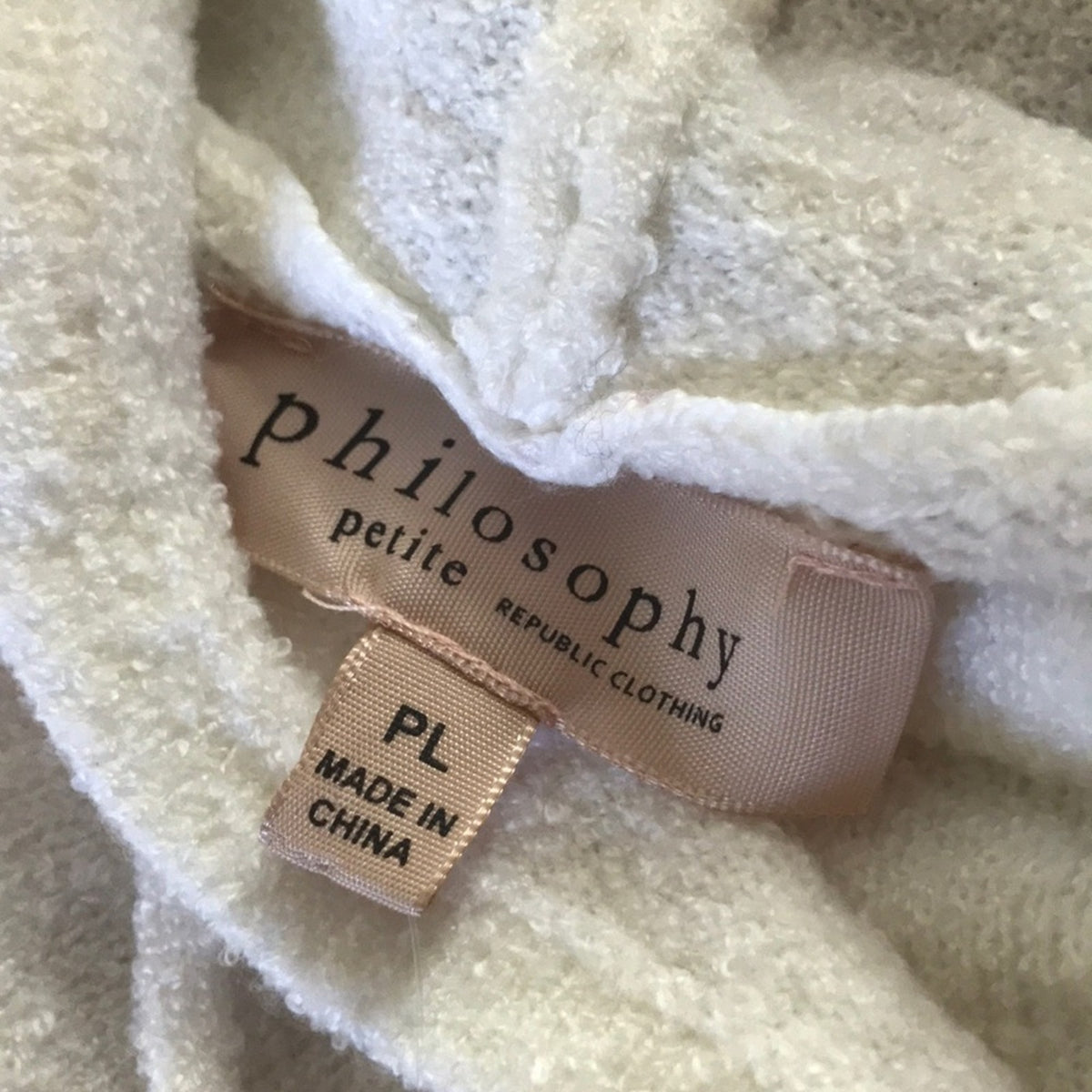 Philosophy NWT Petite Bleach White Funnel Neck Sweater Large Petitie