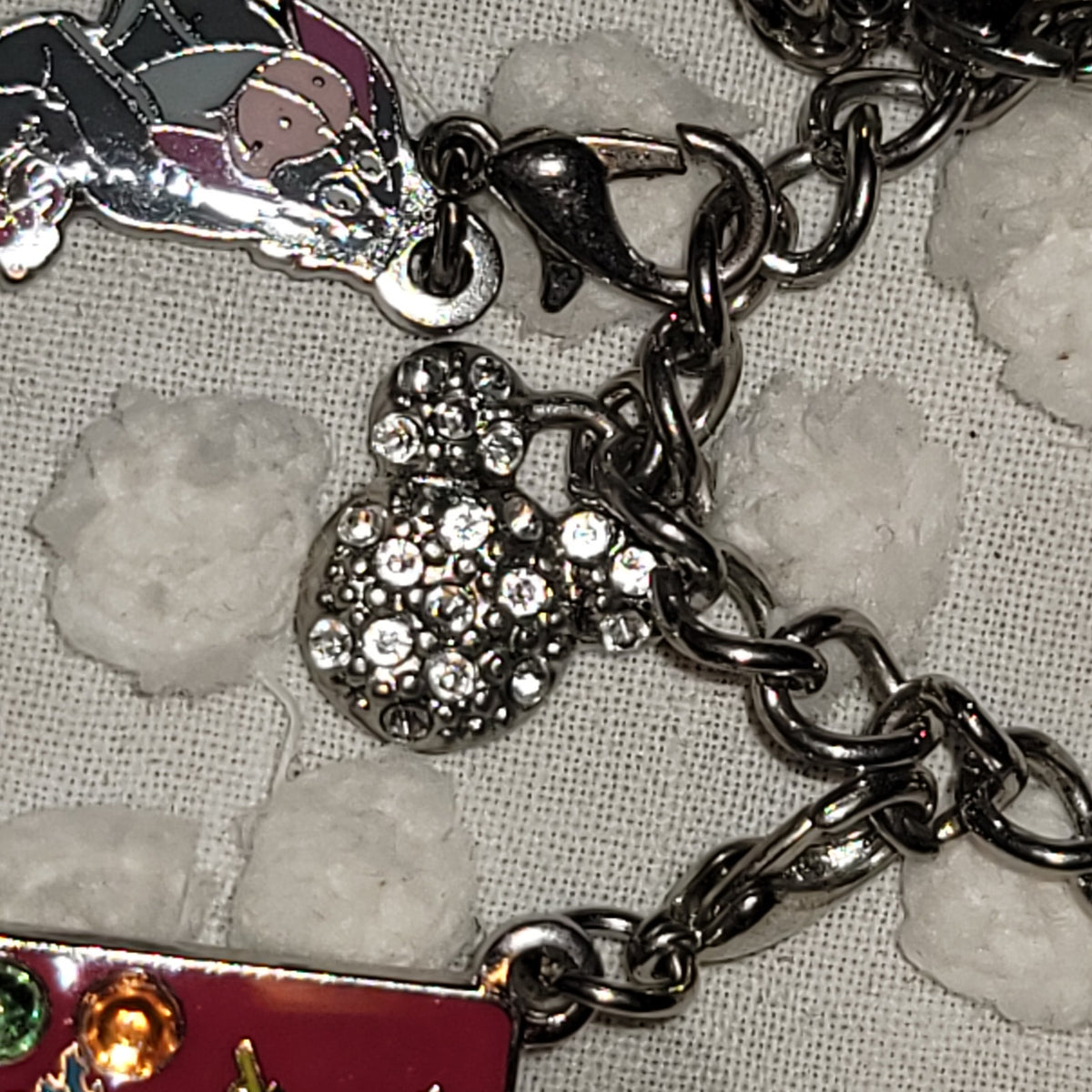 Disney 4pc charm bracelet Necklace Mermaid Eeyore BFF Mickey 18" silver colors