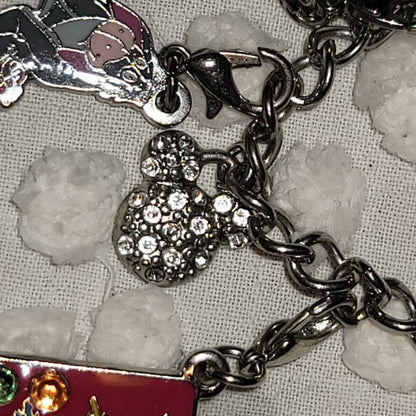 Disney 4pc charm bracelet Necklace Mermaid Eeyore BFF Mickey 18" silver colors