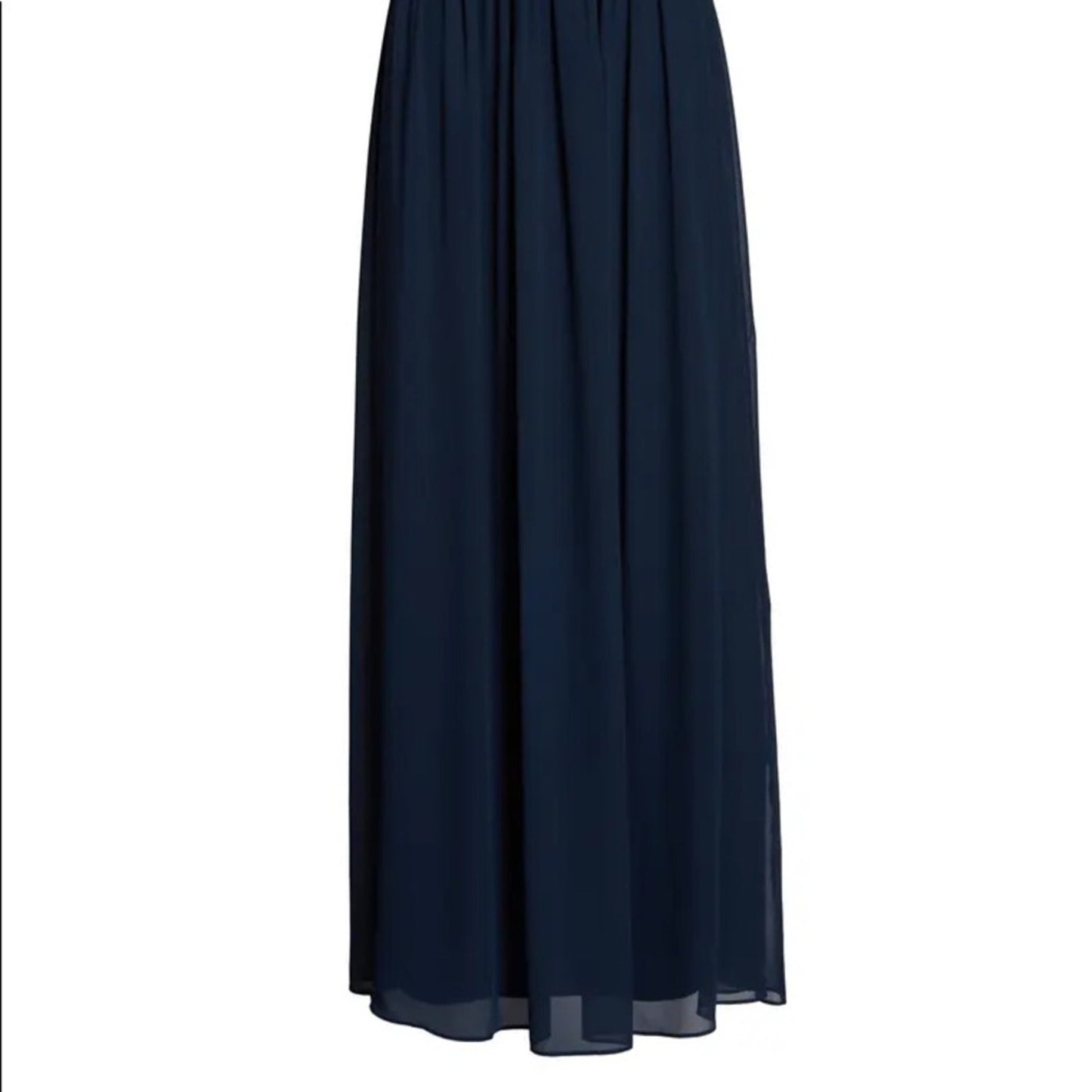 #Levkoff Halter Neck Chiffon A Line Gown Navy Size 12