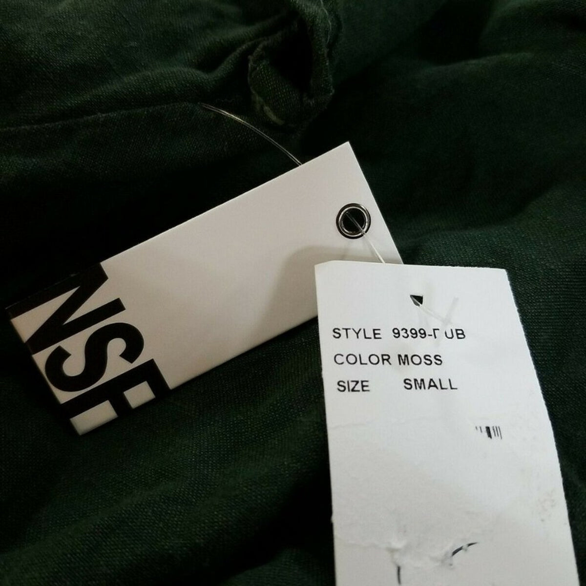 NWT NSF Clothing Isadora Jumpsuit LINEN blend Small Aviator Moss Green Batwings