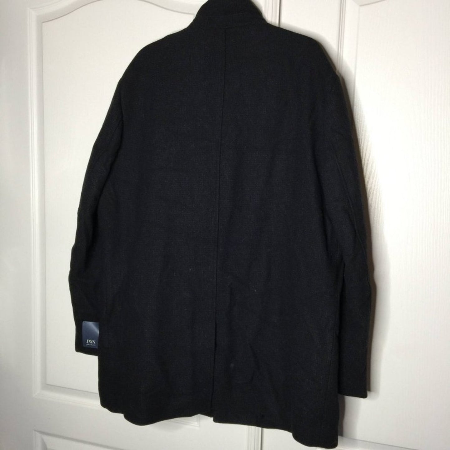 JWN Coat Long Sleeves Double Mock Neck Peacoat Blue Marl Button quilted Wool XL