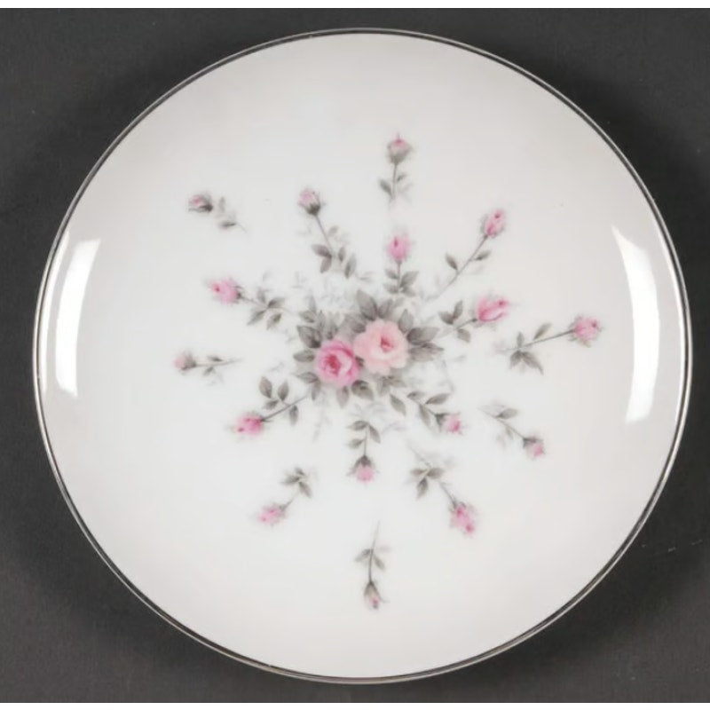 set of 3 gray pink Harmony House Rosebud Bread Butter Plate Replacement Piece