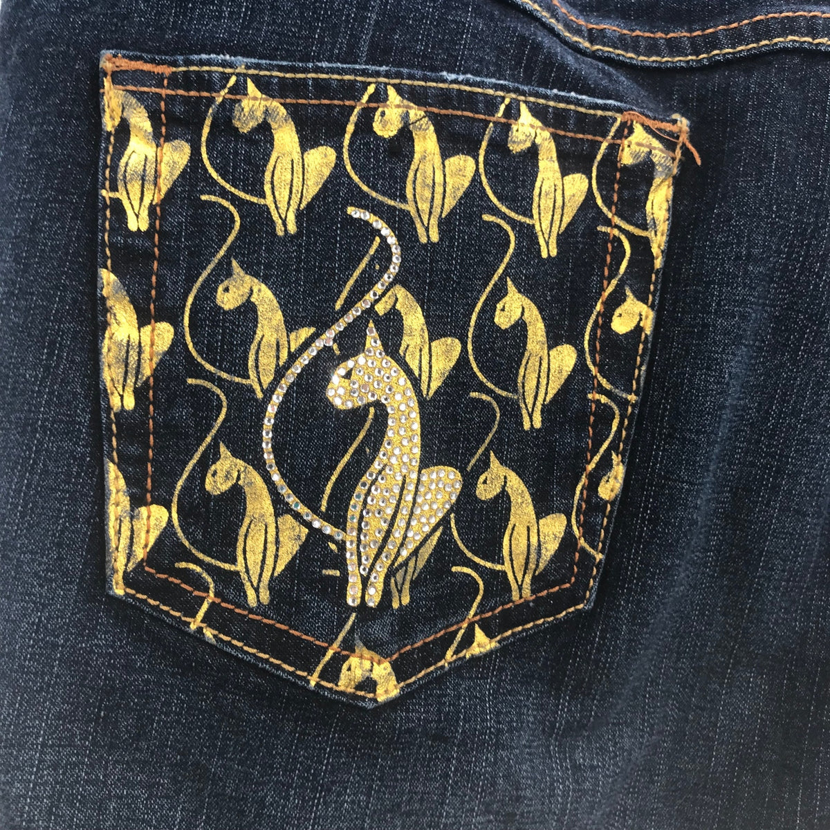 Baby Phat Stretch Embroidered Logo Straight Legs Denim Jeans Mid Rise Size 40