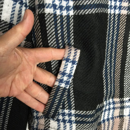 NEW SUSINA Faux Shearling Trim Jacket Long Sleeve SMALL Button Black Naya Plaid