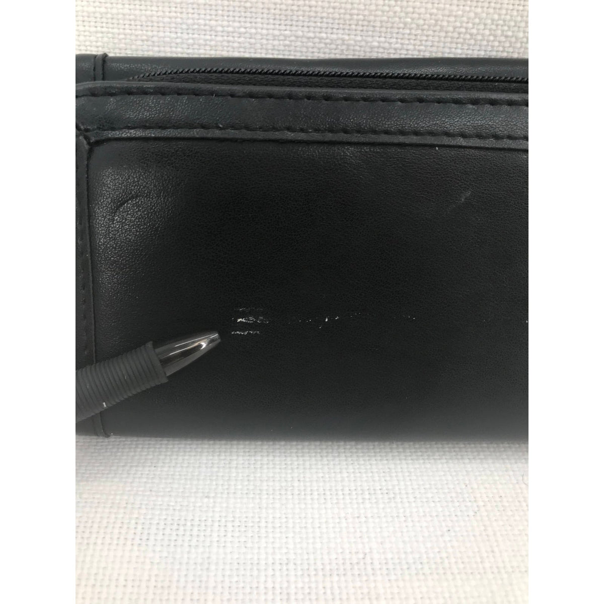 VINTAGE Tri Fold Credit Card Calculator Clutch Hand WALLET Snap Button Black